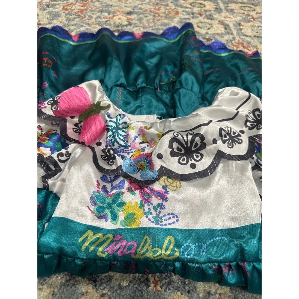 Mirabel Encanto Costume Dress Girls 4-6 Teal White
